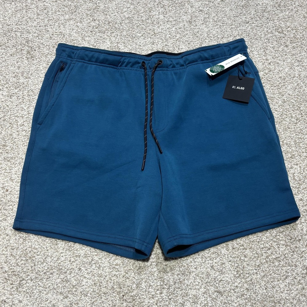 01.ALGO Shorts Mens XL Blue Performance Elastic Waist UPF40+ Athletic Gym